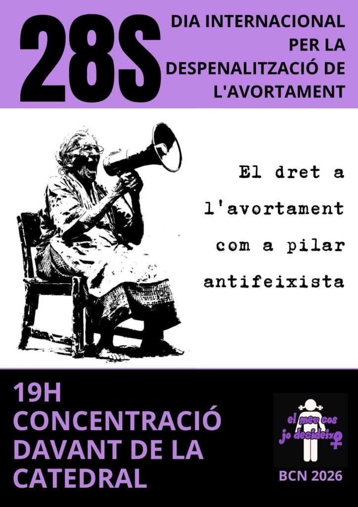 Flyer de convocatoria pel Dia internacional per la despenalització de l'avortament a Barcelona